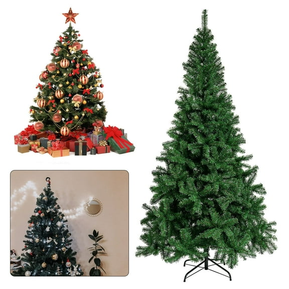 Spencer Holiday 6ft Artificial Christmas Tree Xmas Pine Tree for Indoor Outdoor Home, Office, Party Decoration, with Solid Metal Base
