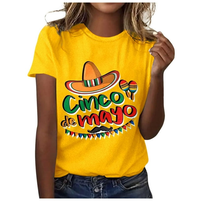 YDLCAFD T-Shirts Graphiques pour Femmes Mode Décontractée Imprimée Col Rond Manches Courtes Pull T-Shirt