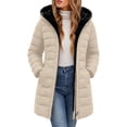 thumbnail image 2 of Qiggri Women's Hooded Puffer Coat Fleece Lined Full Zip Long Sleeve Outerwear Coat With Pockets for Winter Comfy Smart Casual Office Casual Outdoor L, 2 of 7