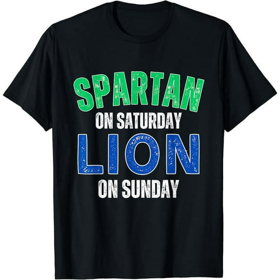 Spartan on Saturday Lion on Sunday Funny Detroit Vintage Fun T-Shirt