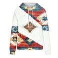 thumbnail image 3 of Women's Geometric Print Aztec Hoodie Pullover Cowgirl Western Ethnic Rhombus Printed Hooded Sweatshirt, 3 of 4