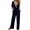Dark Blue, variant on Lovskoo 2024 Women's Fall One Piece Jumpsuits Long Sleeve V-Neck Belt Wide Leg Pants Romper Dressy Elegant Business Casual Outfits Black