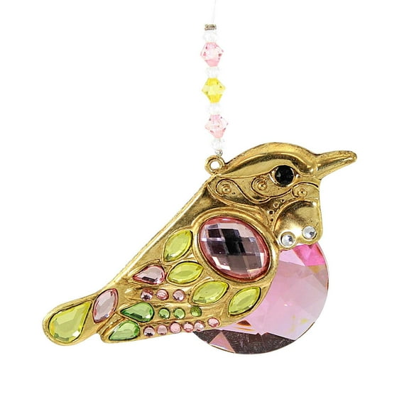 Crystal Expressions 3.5" Bird Ornament Metal Jeweled Gold Beads