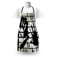 thumbnail image 3 of Urban Graffiti Apron, Sprayed Stencil Design of Hand Marks on Chalky Wall Pattern, Unisex Kitchen Bib with Adjustable Neck for Cooking Gardening, Adult Size, Eggshell Black and White, by Ambesonne, 3 of 4