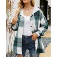 thumbnail image 3 of Mujer Cárdigan Sudadera Elegante Casual Otoño Invierno Bloques De Color A Cuadros Mujer Casual Sudadera Con Capucha Verde XXL, 3 of 6
