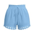 thumbnail image 7 of ClodeEU Women's High Waist Ruffle Hem Shorts,Cute Summer Casual Beach Pants with Pockets Blue,Women's Plus XXL, 7 of 7