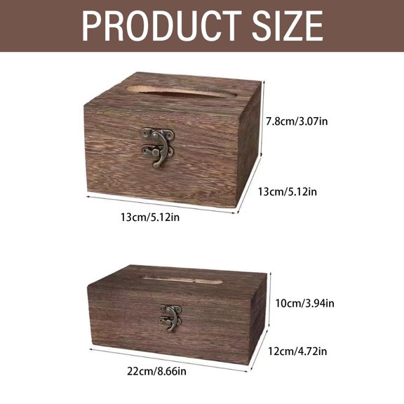 Qianha Mall Tissue Box Retro Square Wooden Tissue Holder Tissue Cover For Home Office Car Automotive Decoration Brown, Wooden Tissue Box Heavy Burnt Color Large Size By Shiogb