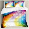 thumbnail image 3 of Magical Duvet Cover Set Twin Size, Psychedelic Open Book of Fairy Tales on Gradient Rainbow Color Floral Background, Decorative 2 Piece Bedding Set with 1 Pillow Sham, Multicolor, by Ambesonne, 3 of 3