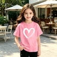 thumbnail image 4 of Mooqilaa Girls Cotton T-shirts Size 10, Short Sleeve Crew Neck Fashion Kids Graphic Tees Summer Tops Pink, 4 of 4