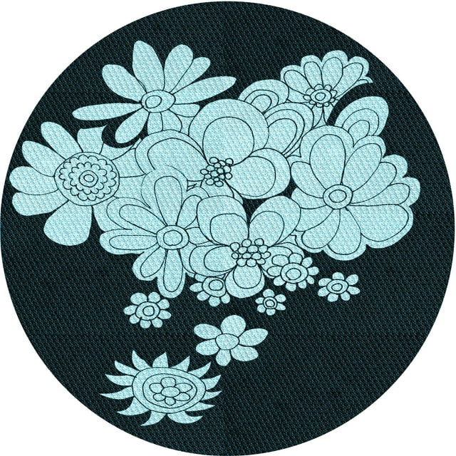 Ahgly Company Tapis d'Intérieur Rond Lavable en Machine Vert Sarcelle Profond Transitionnel, 5 Pieds Rond