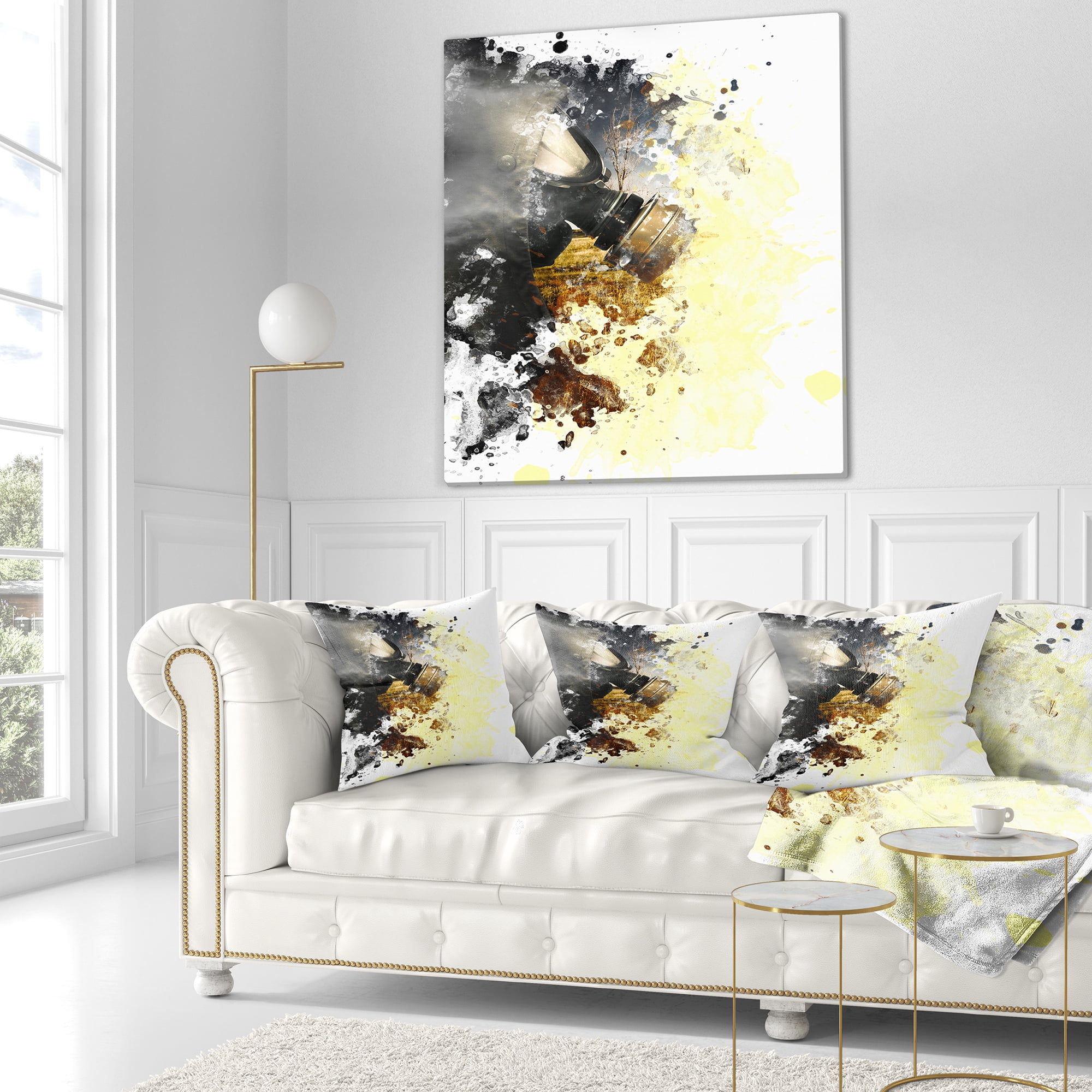 Designart Disaster of War and Gas - Abstract Throw Pillow - 18x18