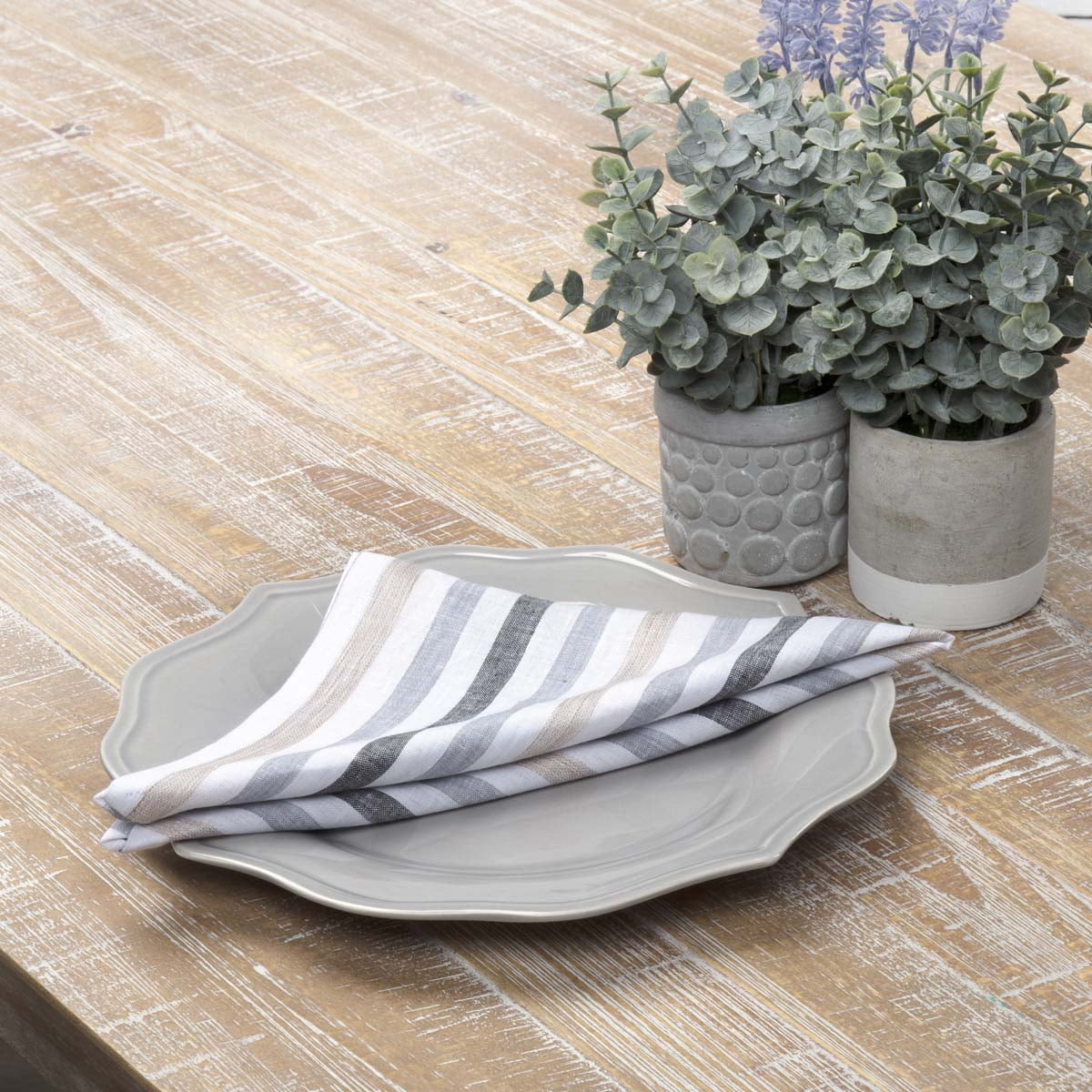 VHC Brands Farmhouse Tabletop & Kitchen-Tara Grey Table Decor Napkin Set 18x18