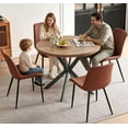 thumbnail image 5 of NORDICANA 37" Round Dining Table Set, Mid Century Modern Round Dining Table for 4 Person, Coffee Table for Kitchen Dining Room, Office, Save Space (1 Table with 4 Brown Chairs), 5 of 10
