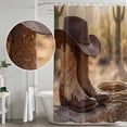 thumbnail image 5 of Cowboy Western Shower Curtain, Waterproof Shower Curtains for Bathroom, Cowboy Hats Boots Desert Cacti Vintage Washable Fabric Bathtub Curtain Set Bath Decor with 12 Hooks Stall 36"x72", 5 of 8