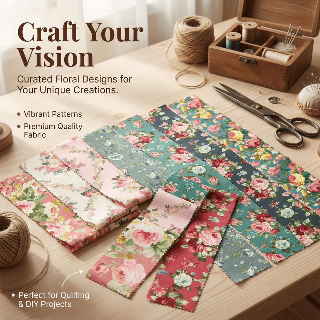 iMzoon 42 Pcs Jelly Roll Fabric Strips for Quilting Fabric, Sewing Supplies & DIY Crafts-2.6 Inch Precut Cotton Fabric Bundles with Wavy Edges, Perfect for Quilt Projects, Floral Rose Patchwork