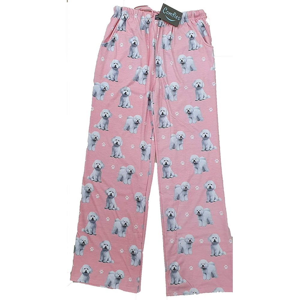 Bichon Frise Unisex Lightweight Cotton Blend Pajama Bottoms Large