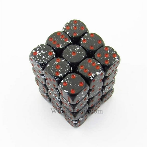 Space Speckled D6 Dice with Red Pips 12mm (1/2in) Pack of 36 Dice Chessex