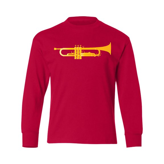 Inktastic Trumpet Gold Brass Music Instrument Long Sleeve Youth T-Shirt