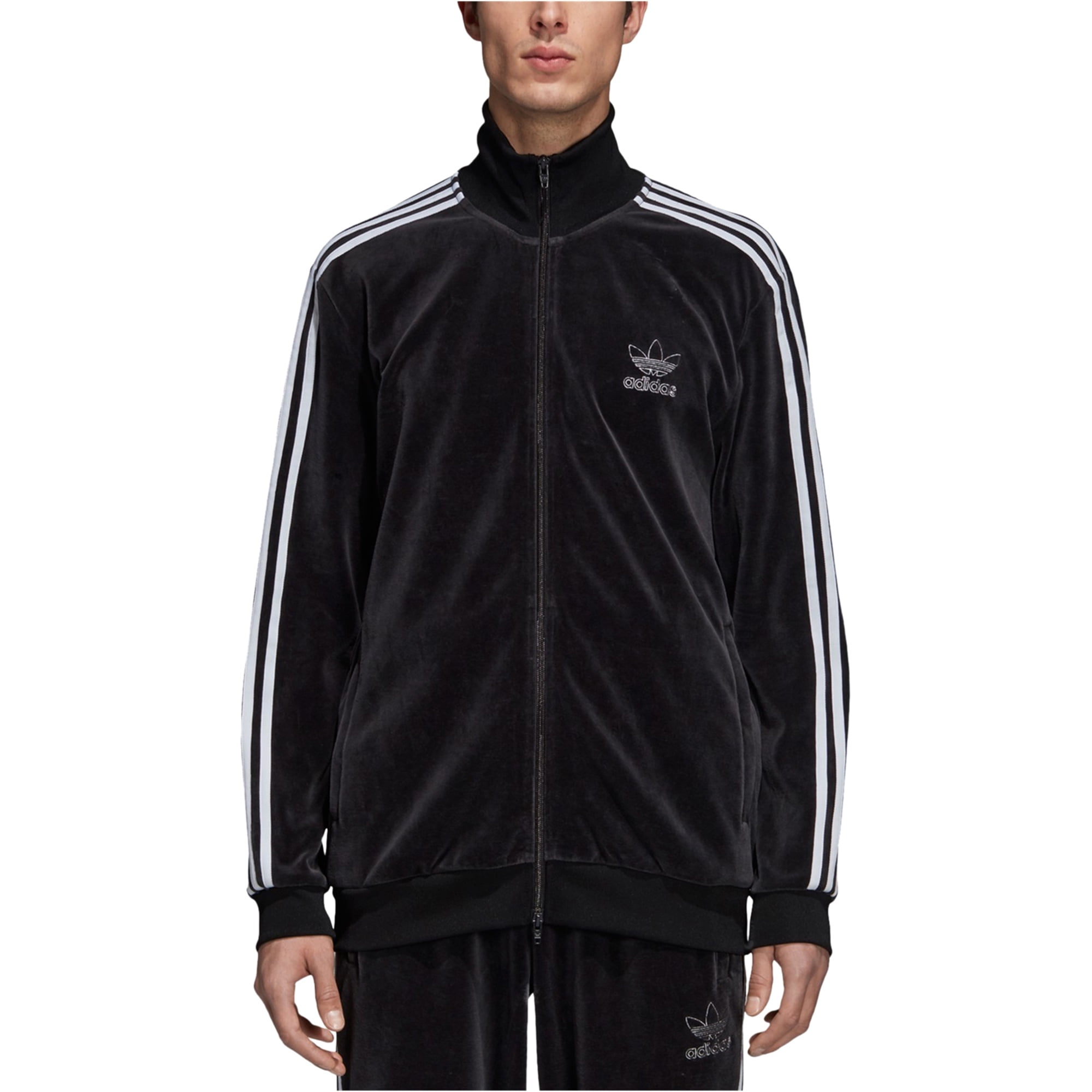 Adidas Mens Velour Track Jacket, Black, XXLarge