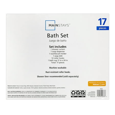 Mainstays 17-Piece Bathroom Set, Blue Stripe