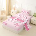 thumbnail image 2 of Manfei Cartoon Bow D Personalized Initial Polka Dots Twin Sheet Sets 3pcs for Kids Girls,Romantic Sweet Bow Knot Stripes Bedding,Breathable Home Decor, 2 of 5