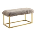 thumbnail image 2 of Furniture of America Euna II Faux Fur Contemporary Bedroom Bench, Gray and Gold, 2 of 7
