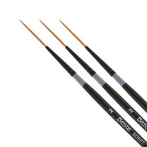 Creative Mark Beste Golden Taklon Script Liner #2 - 3 Pack Artist Paint Brush, Professional Watercolor Brushes, For Acrylic Painting, Short Handle, Sharp Edges, Hand-Tied & Shaped