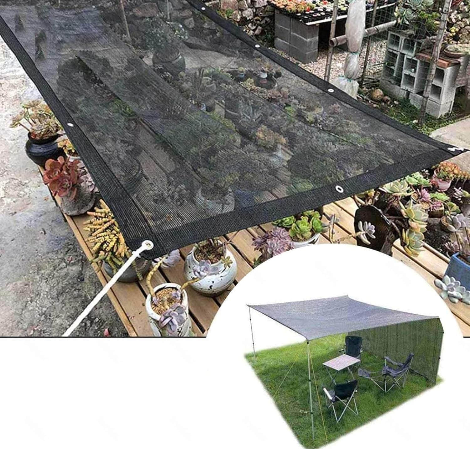 Black 90% Shade Cloth,6.5x6.5 FT Tear Resistant Sun Shade Net with Reinforced Grommet,Durable Garden Shade Tarp Cover for Greenhouse,Plant Cover, Chicken Coop,Patio and Pergola