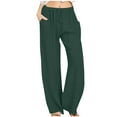 thumbnail image 2 of High Waist Strap Casual Pants for Women, Elastic Waist with Pockets, Solid Color Lounge Pants Sweatpants Joggers, Home Wear Relaxation Gifts for Women | CSEONE,Army Green L, 2 of 7