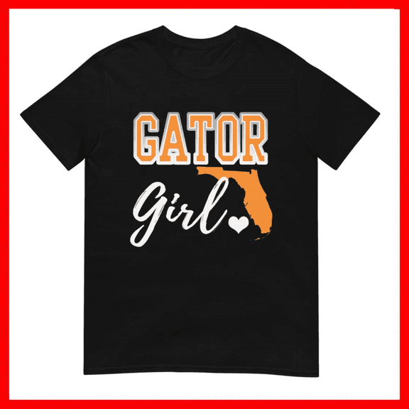 Gator Girl Florida Heart Map Shape Souvenir Unisex T-Shirt Size S-5XL