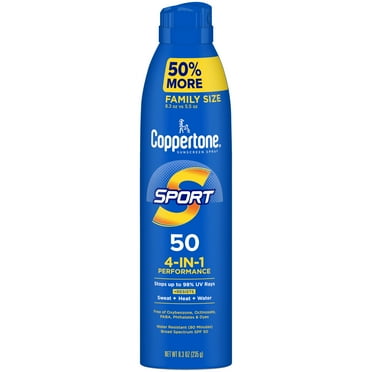 Coppertone Sport Sunscreen Spray, SPF 50 Spray Sunscreen, 8.3 Oz