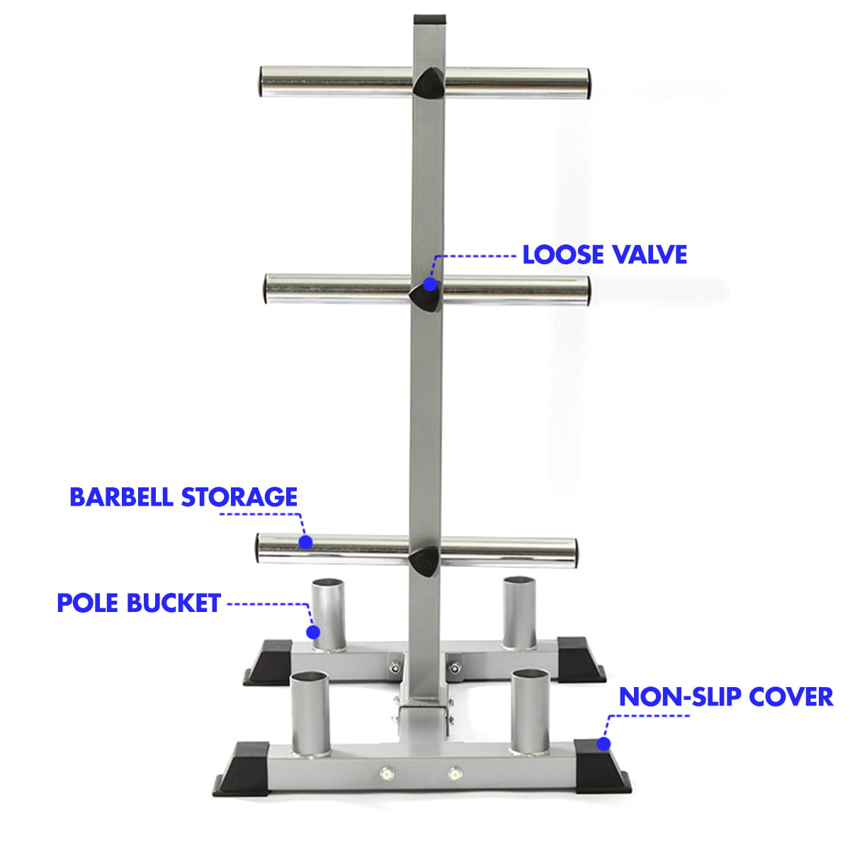 Free-Standing Sturdy Plate Racks Stand with 6 Pegs for Weighted Plates and Barbells Gym Equipment Accessories Weight Rack and 2 Bar Holder for 2” Olympic Plates by D1F Stores Up To 850 lb