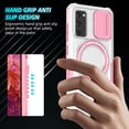 thumbnail image 3 of TECH CIRCLE Case for Samsung Galaxy S21 FE (6.4") - [Sliding Cover for Camera Protection] [Compatible with MagSafe] Shockproof Multifunctional Case with Hidden Kickstand/Phone Ring Holder,Pink White, 3 of 9