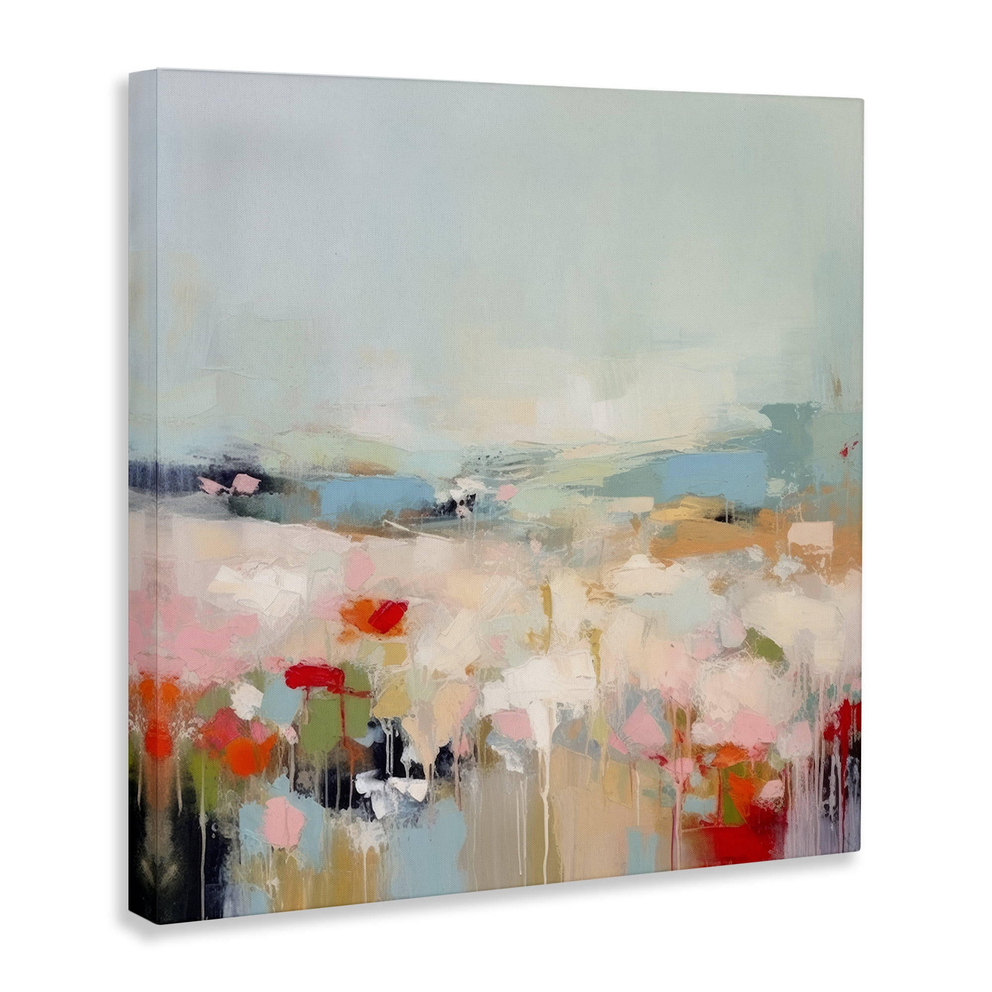 Stupell Industries Pastel Paint Drip Scene Abstract Painting Wrapped Canvas Art Print Wall Art, 24 x 24