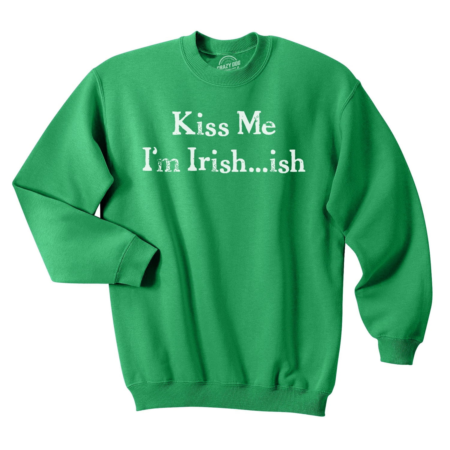 YM Wear Adult Kiss Me For Luck St Patricks Day Crewneck Sweater Kelly Green