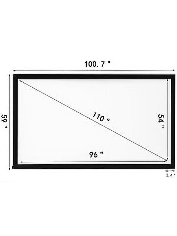 VEVOR Projector Screen Fixed Frame Big 110" 3D Diagonal 16:9 4K HD Projector Screen with Aluminum Frame Projector Screen Wall Mounted for Home Theater Office Use