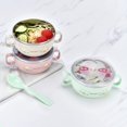 thumbnail image 6 of Soumake Kids Training Bowl Fall Resistance High Temperature Resistant with Lid Easy to Clean Dual Handles Dustproof Stainless Steel Cartoon Kids Bowl Toddlers Spoon for Daily Use, 6 of 7