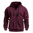 thumbnail image 6 of Puliio Mens Zipper Hoodies Autumn Winter Fashion Design Solid Color Fall Sleeved Drawstring Hooded Sweatshirt Casual Outdoor Zip Up Pocket Hoody Pullover Tops, 6 of 8