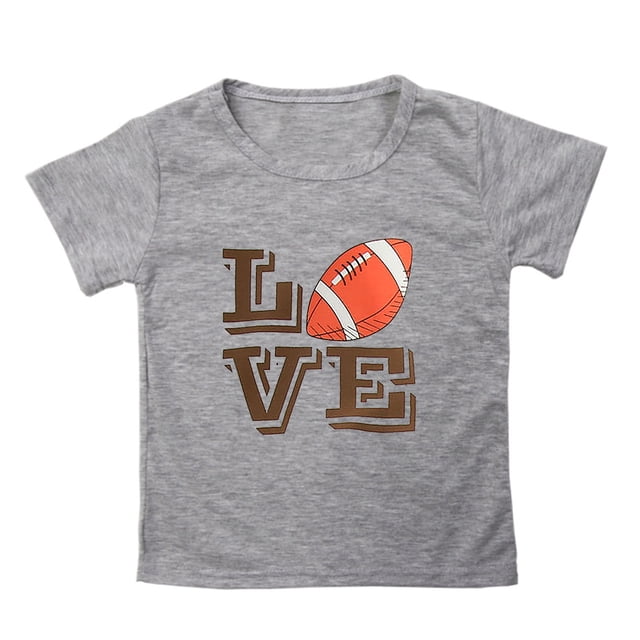 WEIYLL T-Shirts Garçon Manches Courtes Rugby Football Imprimé Lettre Col Rond Cadeau Fans Gy4 Hauts pour 4-5 Ans
