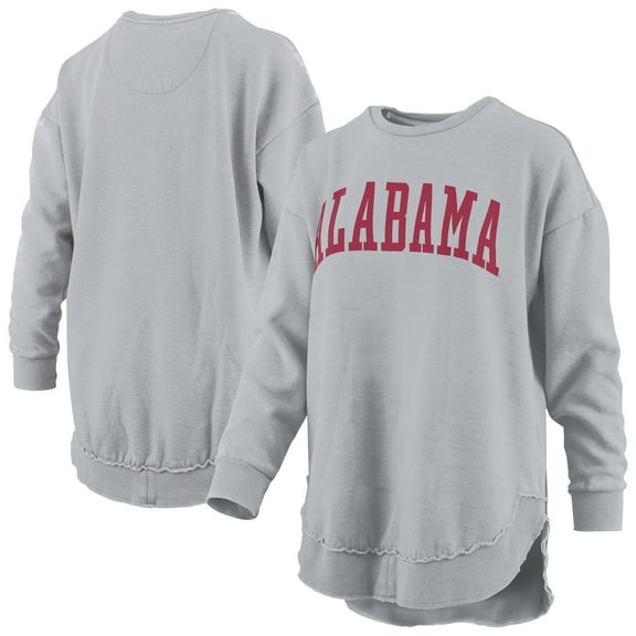 Women's Pressbox  Gray Alabama Crimson Tide Melange Poncho Vintage Fleece Long Sleeve Pullover Sweatshirt