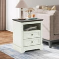 thumbnail image 2 of Nightstand with Charging Station Set of 2, Farmhouse Night Stand with 2 Drawers, Bedside Cabinet for Bedroom, End Table Side Table with Storage (1, White), 2 of 16