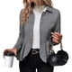 thumbnail image 2 of Blazer Elegante para Mujer, para Oficina, Trabajo, Negocios, Chaqueta con Dobladillo Peplum, Abrigos de Abiertos Al Frente Gris M, 2 of 9