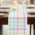 thumbnail image 3 of Table Runners 36 Inches Long Dress Scarves, White Grid Farmhouse Kitchen/Dining Table Runner, Short Coffee Tablerunners, Colorful Plaid Modern Geometric Pattern 13x36 Inch, 3 of 9