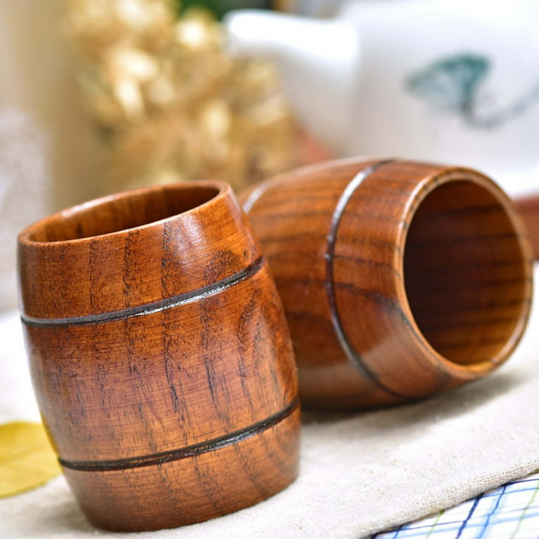 Handmade Wooden Barrel Shaped Beer Mug, Classical Wooden Drinking Cup, Handmade Tea Cups, Eco-Friendly Drinking Tea Coffee Wine Beer Hot Drinks