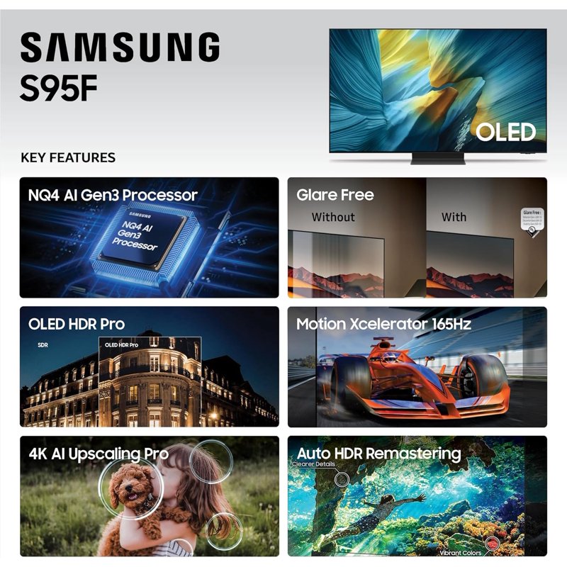 Samsung QN55S95FDFXZA 55" S95FD OLED 4K Glare Free Club TV with Vision AI (2025) gallery view