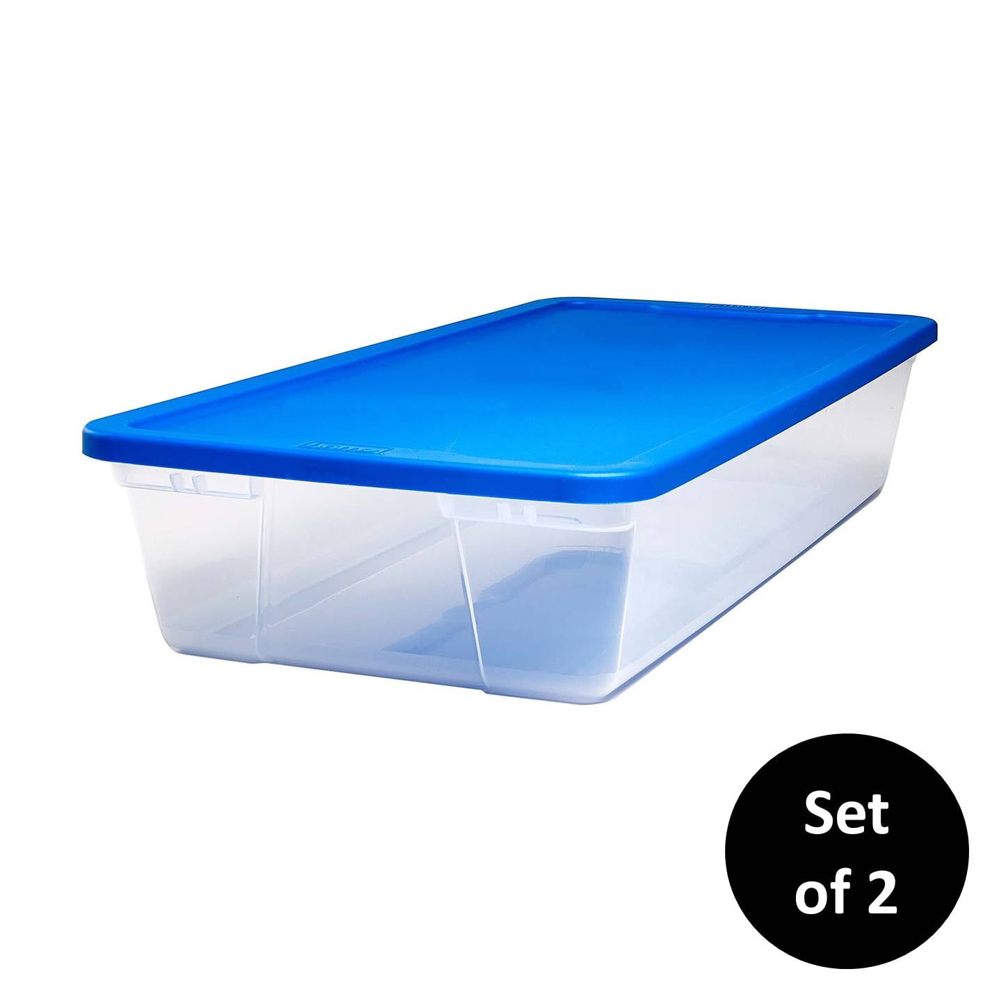Homz 10.25 Gallon Underbed Plastic Storage Box, Clear, 2 Count