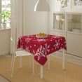 thumbnail image 6 of YFYANG Square Polyester Table Cloth, 54" x 54" Reusable Table Cover Kitchen Dining Room Red Winter Snowflake Pattern Decorative Tablecloths for Tables of 2-4 People, 6 of 8