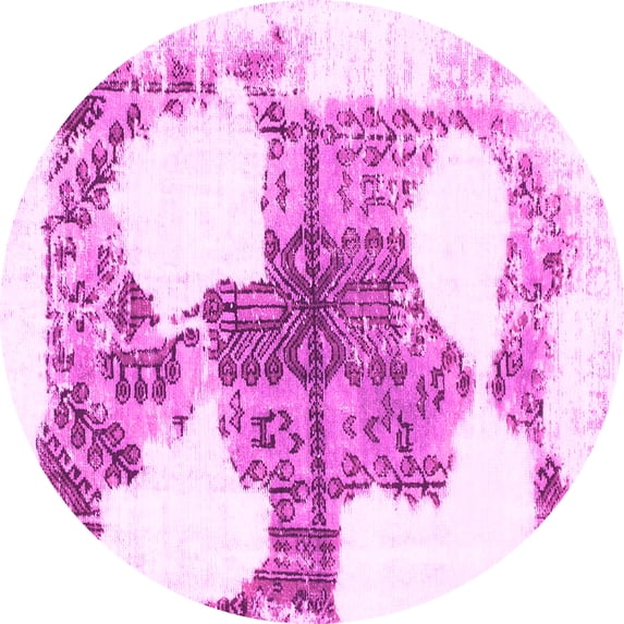 Ahgly Company Indoor Round Oriental Pink Modern Area Rugs, 8' Round