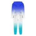 thumbnail image 5 of Xdegoge Adult Onesie Pajamas Womens Fleece Gradient Zip Up Fuzzy Pjs Loungewear Sleep Pajama One Piece Hooded Funny Jumpsuits Homewear, 5 of 6