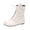 White, variant on Women's Leather Lace-up Round Toe Flat Ankle Boots Fashion Retro Non-Slip Flats Fall/Winter Keep Warm Combat Boots White 7(39)